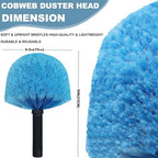 Cobweb Duster Head Brush-Twist-On Spider Web Brush for Outdoor & Indoor Web Cleaning // Fits Standard Acme Threaded Poles // Cobweb Duster Brush Head Only-Blue -1 Pack