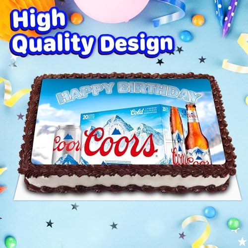 8.3 x 11.7 Inch Edible Square Cake Toppers – Light Beer Themed Birthday Party Collection of Edible Cake Decorations