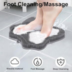 Shower Foot Scrubber, Shower Foot and Back Scrubber with Suction Cups, Shower Silicone Foot Washer for Exfoliating Massage（Grey）
