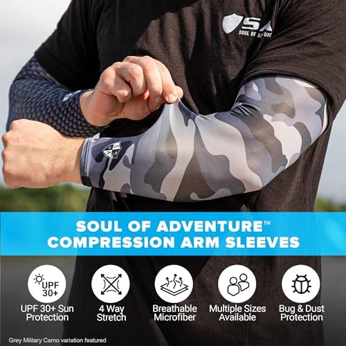 S A Compression Arm Sleeve UV 30+ Sun Protection, Moisture Wicking, 4-Way Stretch