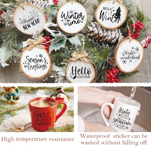 56Pcs Christmas Words Stickers Rub on Transfers for Crafts Vinyl Christmas Word Ornament Sticker Decals for Glass Jars Ball Bottle Wood Wall Decor (joy56)