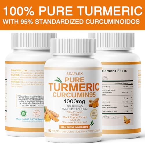 Turmeric Curcumin 95 1000mg - 95% Turmeric Complex Supplement with Bee Propolis (120 Capsules)
