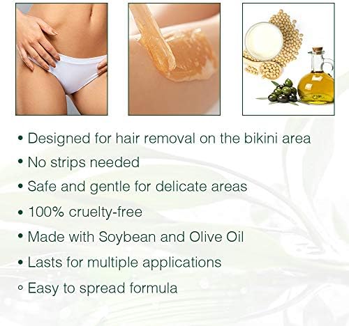 Clean + Easy Brazilian Wax – Hard Wax Bikini Hair Removal for Intimate Areas, No-Strip Formula for Coarse Hair, 14 oz