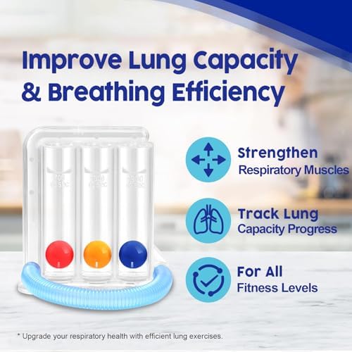 Breathing Exercise Device for Lungs, Lung Exerciser Device, Breathing Trainer– Upgraded Capacity 1900cc/sec, Improves Respiratory Health & Aids Recovery