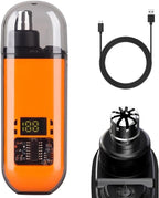 Smart Electric Nose Hair Trimmer for Men & Women, 2026 Upgraded Portable Nose and Ear Hair Trimmer Clippers with LED Digital Display for Travel (Orange)