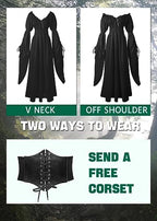 Halloween Renaissance Witch Dress for Women, Victorian Vintage Medieval Pirate Peasant Gothic Fairy Cosplay Costumes