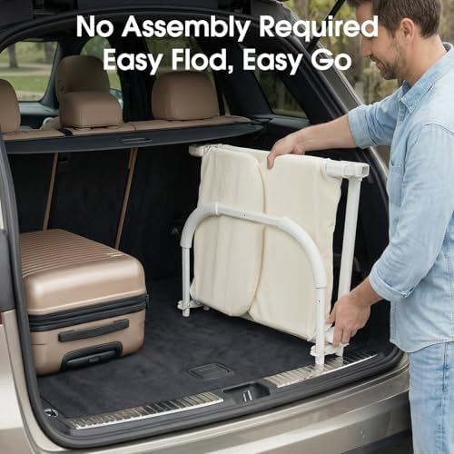 NUTIKAS Portable Bed Rails for Toddlers, 36" Foldable Travel Bed Rail for Camper Bunk, Twin Bed, Collapsible Kids Safety Bedrail with Adjustable Height