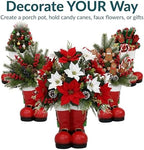Sunnydaze Santa Boots Decor - Nostalgic Christmas Decorations - Santa Claus Decor - Indoor or Outdoor Christmas Statues - 13"