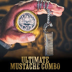 Mustache Wax Extra Strong Hold Death Grip 1 oz Tin & Necklace Death Grip Mustache Comb Mens Combo Kit - Grooming For Men Handlebar Moustache
