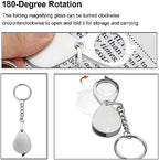 Rongon Small Pocket Magnifying Glass 10X Jewelers Loupe Magnifier Folding Magnifying Lens Keychain Jewelry Loop for Apply to Reading Science Jewelry Hobbies Books