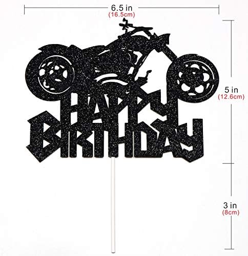 Happy Birthday Cake Topper Black Flash Motorcycle Party Decoration Birthday Party Cake Decoration