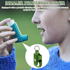 Inhaler Travel Case for Asthma - Medical-Grade PU Leather Holder with Detachable Keychain & Carabiner | Fits Ventolin/ProAir/Flovent (Adult & Kids) - Water-Resistant Protective Cover(Army Green)