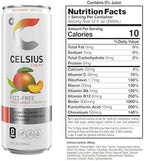 CELSIUS Peach Mango Green Tea, Functional Essential Energy Drink 12 Fl Oz (Pack of 12)