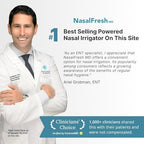 NASALFRESH MD Premium Bundle–Dual Powered Nasal Irrigation System Nasal Rinse and Wash, Sinus Decongestant Relief System, 60 Saline Packets, Case, Rechargeable, 2 Sets of Nose Pillows–Snoring Remedy