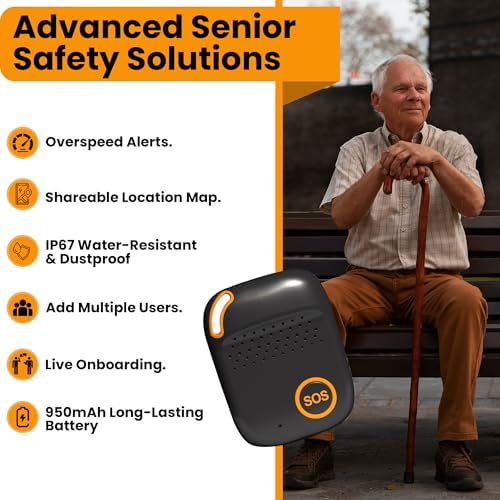 SecuLife GPS Tracker for Elderly with Fall Detection – Medical Alert System for Seniors with 24/7 Monitoring, Caregiver App, Lightweight, SOS Panic Button & Assistive Speakerphone for Personal Safety