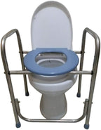 Handicap Toilet Seat Extra Wide Commode/Shower Chair Walking Aid with Non-Slip Leg Pad Waterproof Safety Steel Frame for Seniors, Disabled