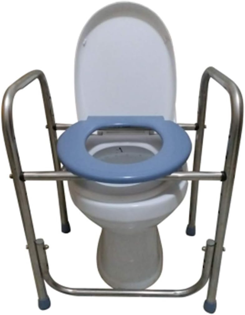 Handicap Toilet Seat Extra Wide Commode/Shower Chair Walking Aid with Non-Slip Leg Pad Waterproof Safety Steel Frame for Seniors, Disabled