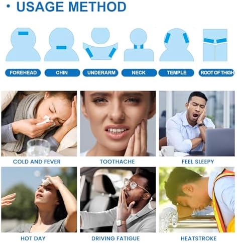 40 Sheets Cooling Patches, Cooling Gel Patches, Summer Hydrogel Cooling Patches for Forehead Hot Weather Cooling Comfort Soft on Skin, Long-Lasting Cool Pack for Portable Travel & Outdoor Activities