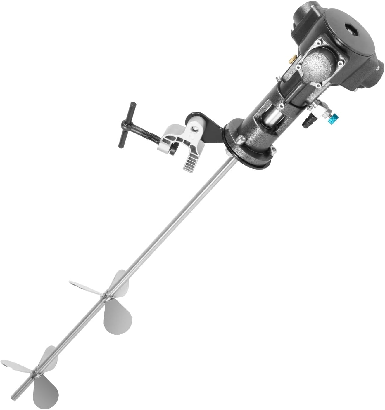 50 Gallons Pneumatic Mixer, 1.135m/3.72ft Stainless Steel Detachable Drum Mixer Silver Coating Mix Tool Barrel Paint Mixer of 50-2000rpm Stepless Speed with Built-In Silencer