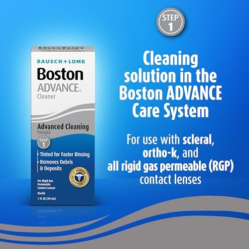 Boston Advance Contact Lens Solution, Advanced Cleaning Formula for Rigid Gas Permeable (RGP) Lens, Removes Debris & Deposits, 1 Fl Oz