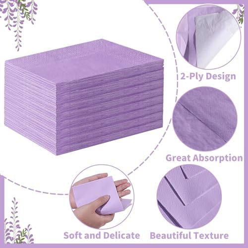 NatNarr 60 Pcs Light Purple Disposable Napkins - 2-Ply Paper, 20 x 11 cm (folded), 40 x 33 cm (unfolded), Perfect for Home, Restaurants, Parties
