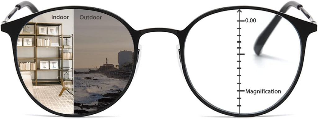 K.LAVER Transition Photochromic Multifocus Progressive Reading Glasses Men Women No-line Anti Blue Light Multifocal Readers