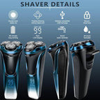 Snapbuy Electric Razor for Men, 2026 New Electric Shavers, Snapbuy Razor,Ipx7 Waterproof,4D Floating Head Rotary Shaver,with LCD Display & Quiet Motor (Blue)
