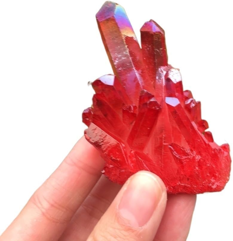 Stone Red Flame Halo Quartz Crystal Cluster Home Decor
