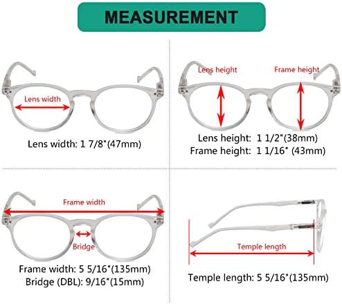 Eyekepper 5-Pack Oval Round Spring Hinges Eyeglasses Includes Sunglasses