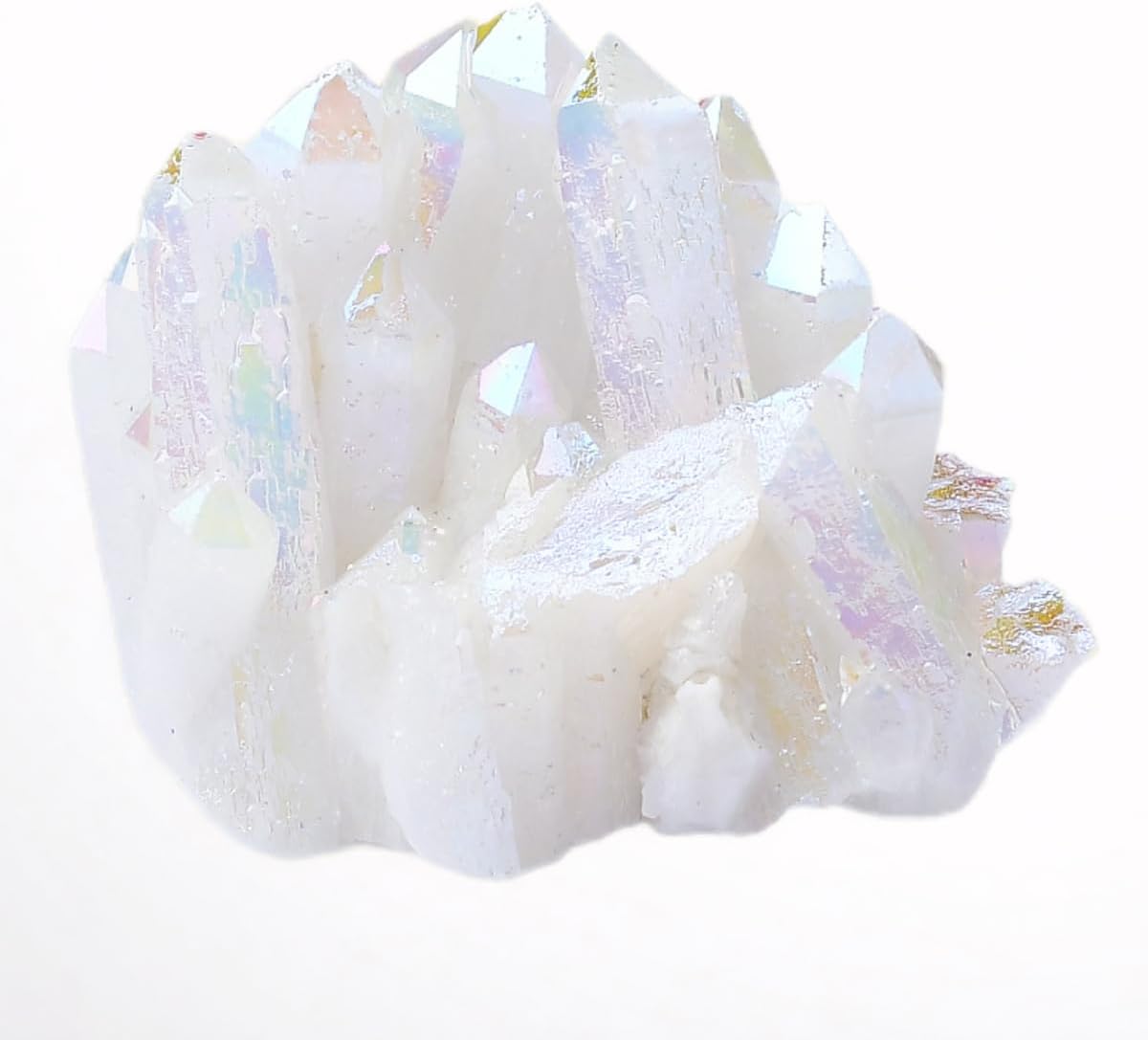 Angel Aura Quartz Crystal Cluster - Titanium Coated Healing Stones for Energy Balance, Reiki, Meditation & Spiritual Growth (1PC 1.1-1.8 OZ)