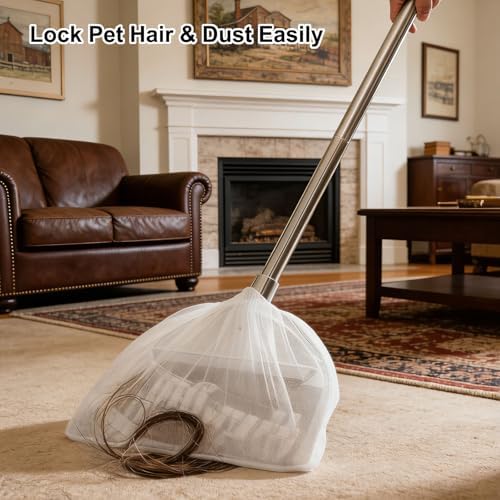 Disposable Broom Covers, 100 Pack Disposable Broom Dusting Covers, Multi Purpose Cleaning Brooms Cover for Sweeping, Captures Dust & Pet Hair, Universal Elastic Fit, Easy On/Off, Keep Hands Clean