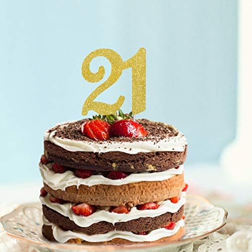 Numbrer 21 Cake Topper for Happy 21th Birthday or Anniversary Party Decoration Supplies