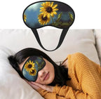 Sunflower Eye Mask for Sleeping Soft Satin Sleep Shade Cover Blindfold with Elastic Strap Travel Nap Blackout Eye Shade Cover for Women Men