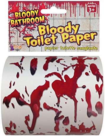 Forum Novelties, Red Bloody Bathroom Toilet Paper, White, One-Size
