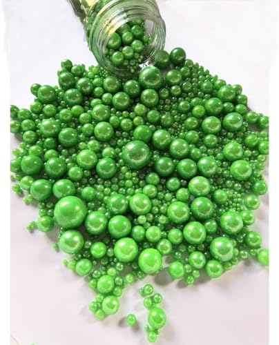 Edible Christmas Green Pearl Sugar Sprinkles Candy Baking Edible Cake Decorations Cupcake Toppers Cookie Decorating Celebrations Wedding Shower Party Chirstmas Supplies 120g/ 4.2oz