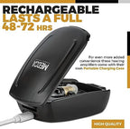 Hearing Amplifier for Seniors and Adults, Rechargeable CIC Complete-in-Canal Nearly Invisible Personal Sound Amplifier with Digital Noise Cancelling and Feedback Reduction Feature, Left Ear - Black