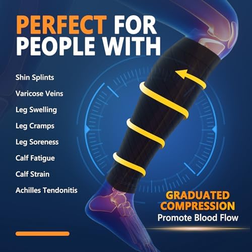CTHH 3 Pairs Calf Compression Sleeves for Men & Women – Footless Compression Socks Leg Sleeve Support for Shin Splints