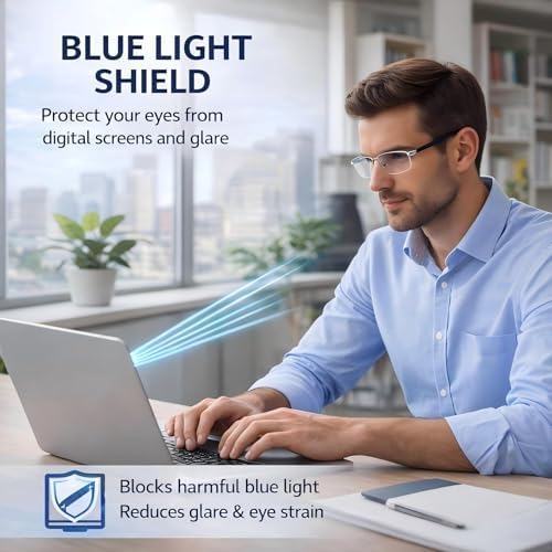 Clarity Blue Glasses, Self Adjusting Reading Glasses, Blue Light Blocking Glasses for Men Women, Case & Cloth Included
