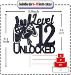 Tivurcia Level 12 Unlocked Cake Topper, Video Game Boys 12th Birthday Cake Decorations, Bruh I'm Twelve, Level Up Winner Birthday Party Decoration Supplies, Black Glitter