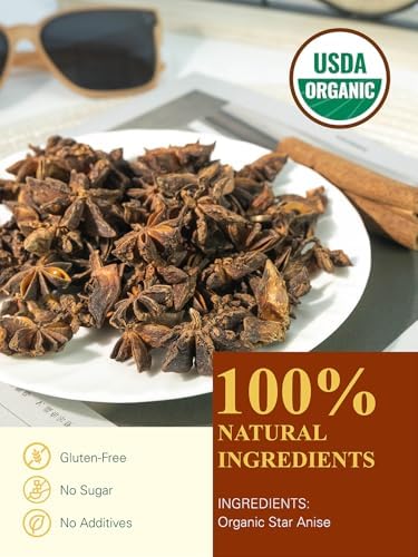 GLDNT Organic Star Anise, Whole Organic Star Anise for Cooking, Baking and Tea, Caffeine Free, 16oz