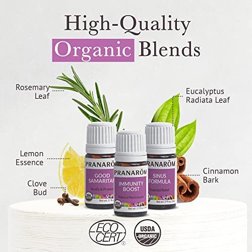 Pranarom - S.O.S. Wellness Essential Oil Kit (3-Pack of 5ml) - Good Samaritan, Immunity Boost, and Sinus Formula - 100% Pure Essential Oil | USDA and ECOCERT Certified Organic