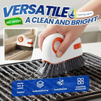 2 in 1 Groove Cleaning Brush, Multifunction Hard Bristle Crevice Cleaner Brush with Hidden Scraper,Window Track Cleaning Tools for Sliding Door Track,Window Sill (Orange)