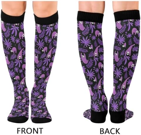 Purple Sloth Compression Socks for Women Men Knee High Running Socks for Medical Running,1 Pair