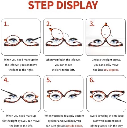 SEEKEY 2 Pack Makeup Reading glasses for Women,One Eye Cosmetic Readers Rotating Lens, Makeup Readers for Women