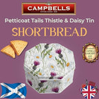 Campbells Shortbread Petticoat Tails Thistle & Daisy Tin 4.1 Oz (115g) - Pure Butter Scottish Shortbread Cookies from Scotland, Butter Cookies in Scottish Thistle Tin, British Tea Biscuits Gift