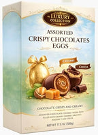Luxury Collection Assorted Easter Eggs Hazelnut Cocoa Caramel Filled - 50 Individually Wrapped Crispy Eggs Treats Easter Hunt Basket Stuffer Filler Party Favor Deco Gift
