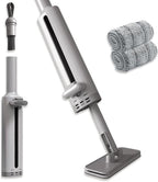Portable Self-Squeeze Short Mop, Mini Lazy Hand Wash-Free Strong Absorbent Mop, Wet and Dry Use, Floor Cleaning System for Bathroom Kitchens Tableware Desktop Glass (Grey mop+ 2 Pads)
