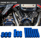 Motorcycle Bolt Covers Engine Toppers Head Bolt Caps Kit for Harley Touring 2017-2025 Road King Street Glide Electra Glide 2018-2025 Softail Fatbob Lowrider S (Blue)