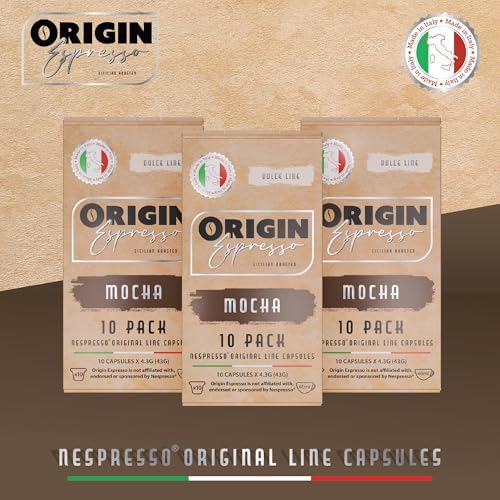 Mocha Capsules for Nespresso Original Machine 30 Count Mocha Flavored Pods, Single-Serve Nespresso Original Line Compatible, Made in Italy