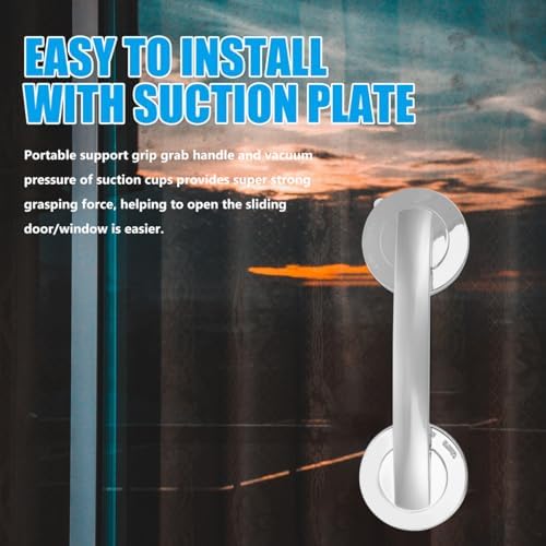 Cabilock Suction Grab Bar for Bathroom Shower Safety Handle 7.71In Suction Cup Support Bar Easy Install Mobility Aid for Elderly Disabled